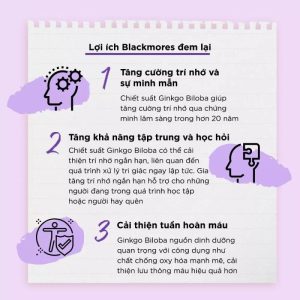 Viên uống Blackmores Ginkgoforte 40 viên giảm chóng mặt hoa mắt