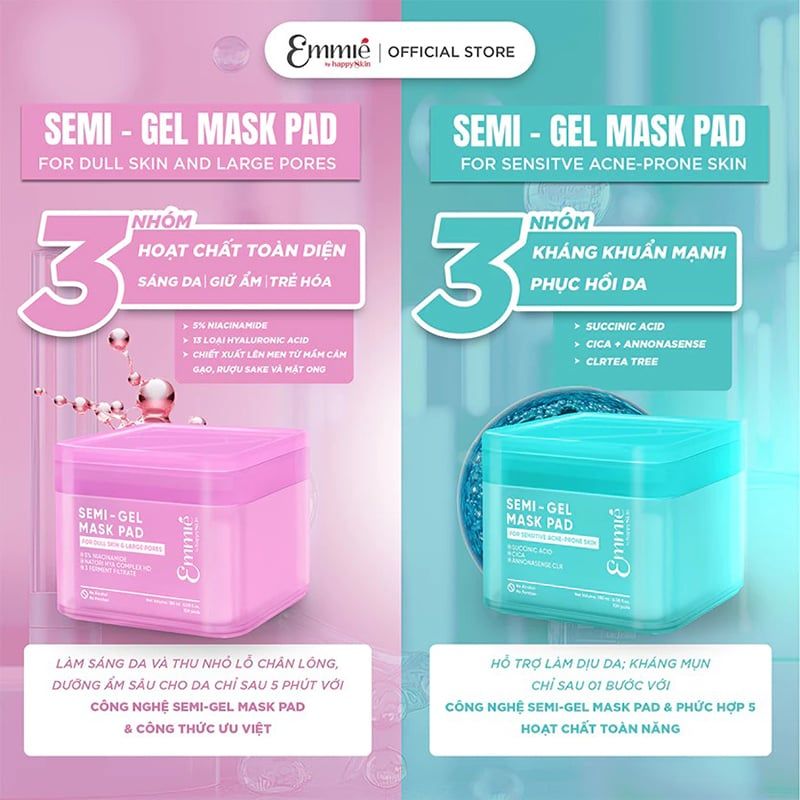 Toner Pad Emmié Semi-Gel Mask Pad dưỡng ẩm làm dịu da